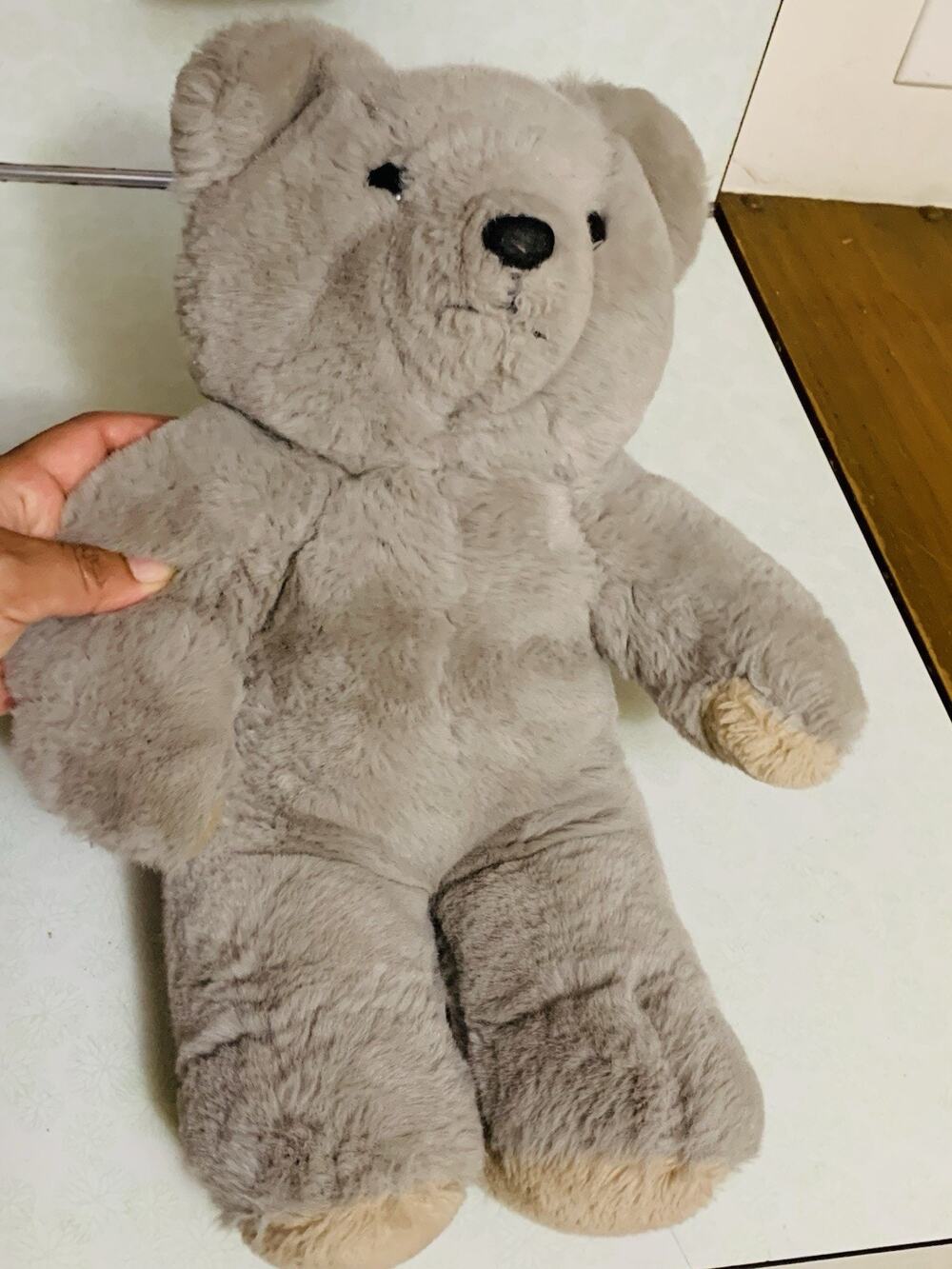 Vintage 12” Plush Light Brown Teddy Bear with Zip Back Pocket Holder 1985 Korea